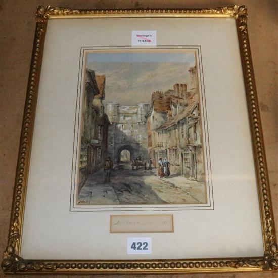 Thomas Dudley , watercolour, Boothman Bar, York, signed and dated 1872(-)